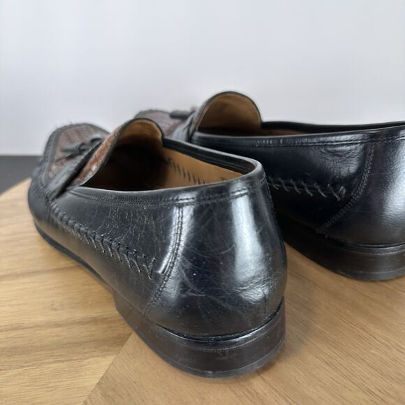 Florsheim Woven Black Brown Square Toe Dress Shoe 13D 18212-16 Tassles main image 7